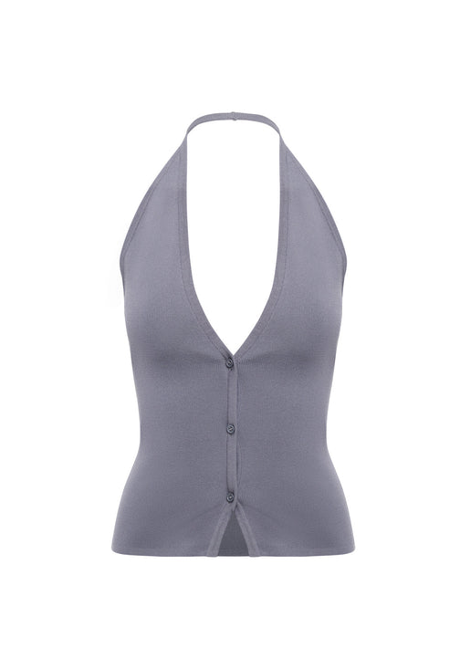 BRAT HALTER TOP - SLATE