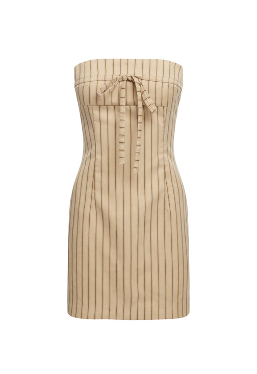 CLUB LIONESS MINI DRESS - STONE STRIPE