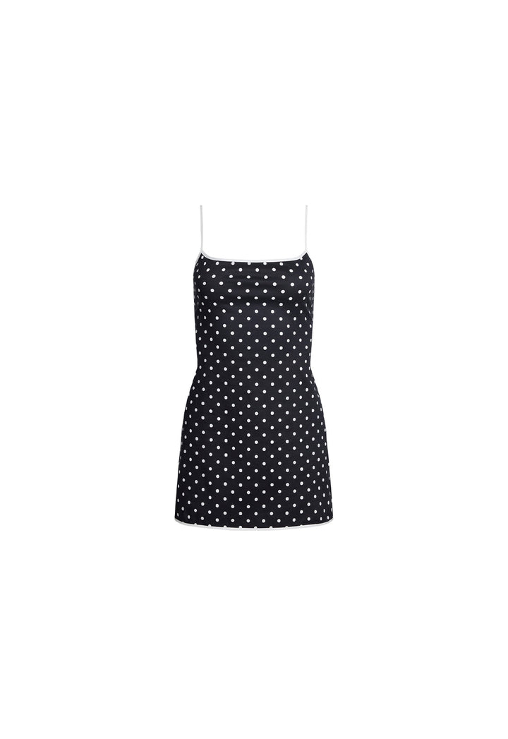 VOYAGE MINI DRESS - NOIR POLKA