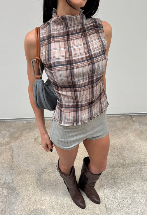 FORD TOP - TAN PLAID