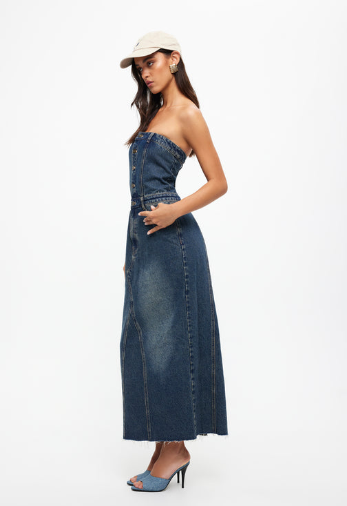 VISTA DENIM DRESS - DENIM BLUE