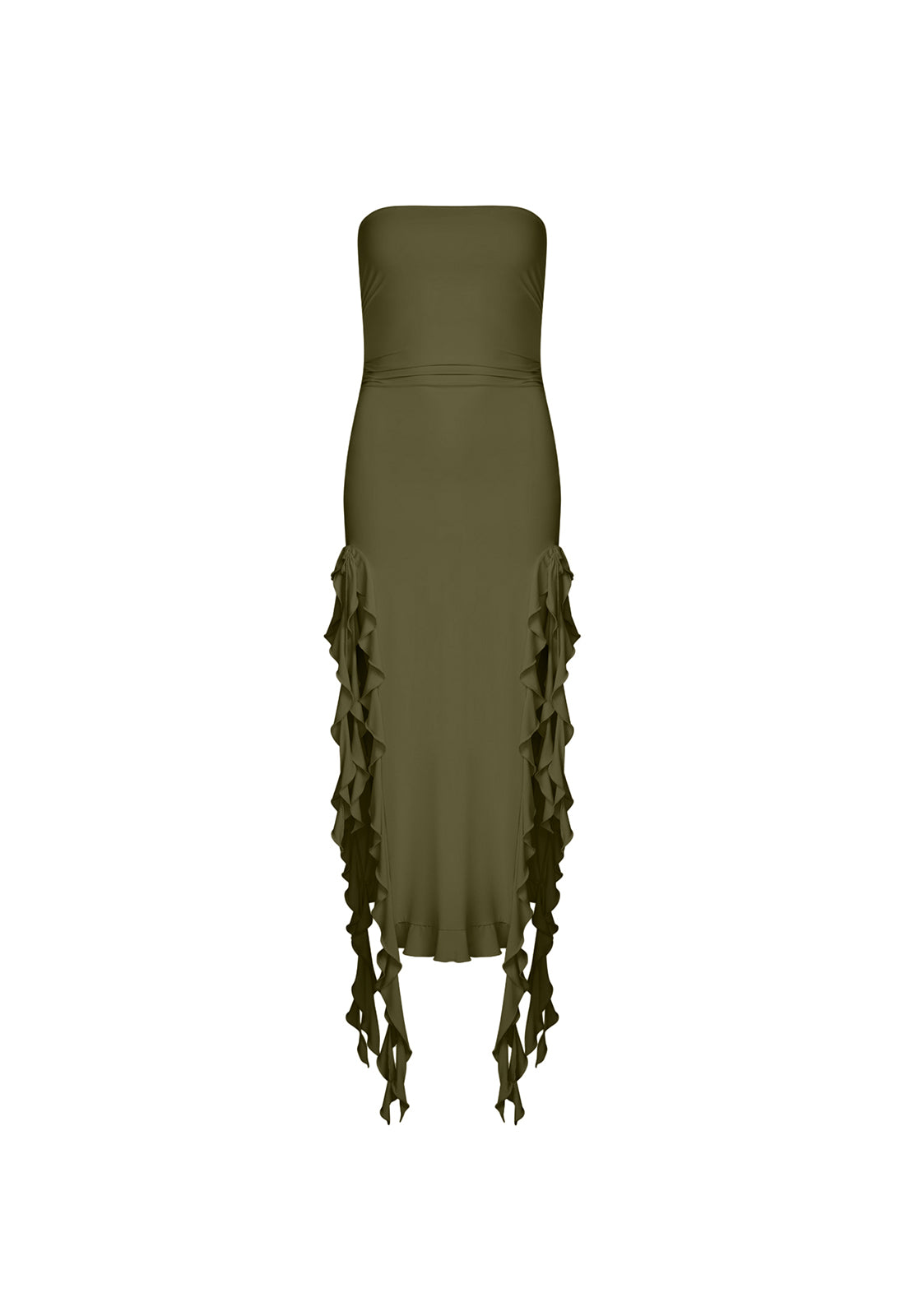 RENDEZVOUS STRAPLESS DRESS - OLIVE