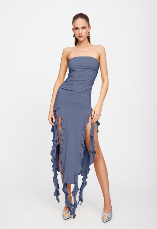 RENDEZVOUS STRAPLESS DRESS - SLATE