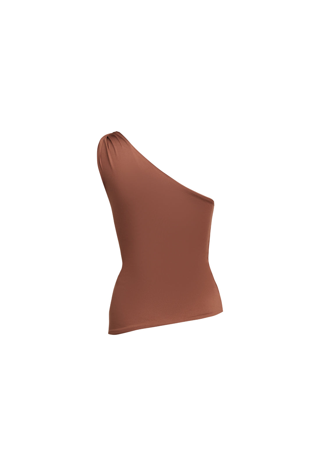 UNVEILING ONE SHOULDER TOP - CHOCOLATE