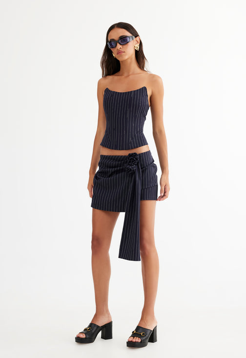 FAME CORSET - NAVY PINSTRIPE