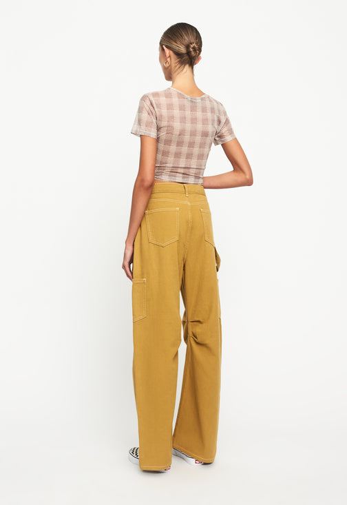 FANTASY MESH TEE - BEIGE PLAID