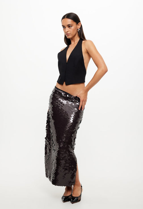 NIGHT RIDER MIDI SKIRT - ONYX
