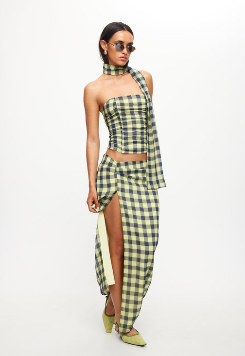 MARIAH MAXI SKIRT - NAVY CHECK