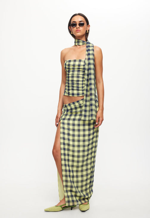 MARIAH MAXI SKIRT - NAVY CHECK